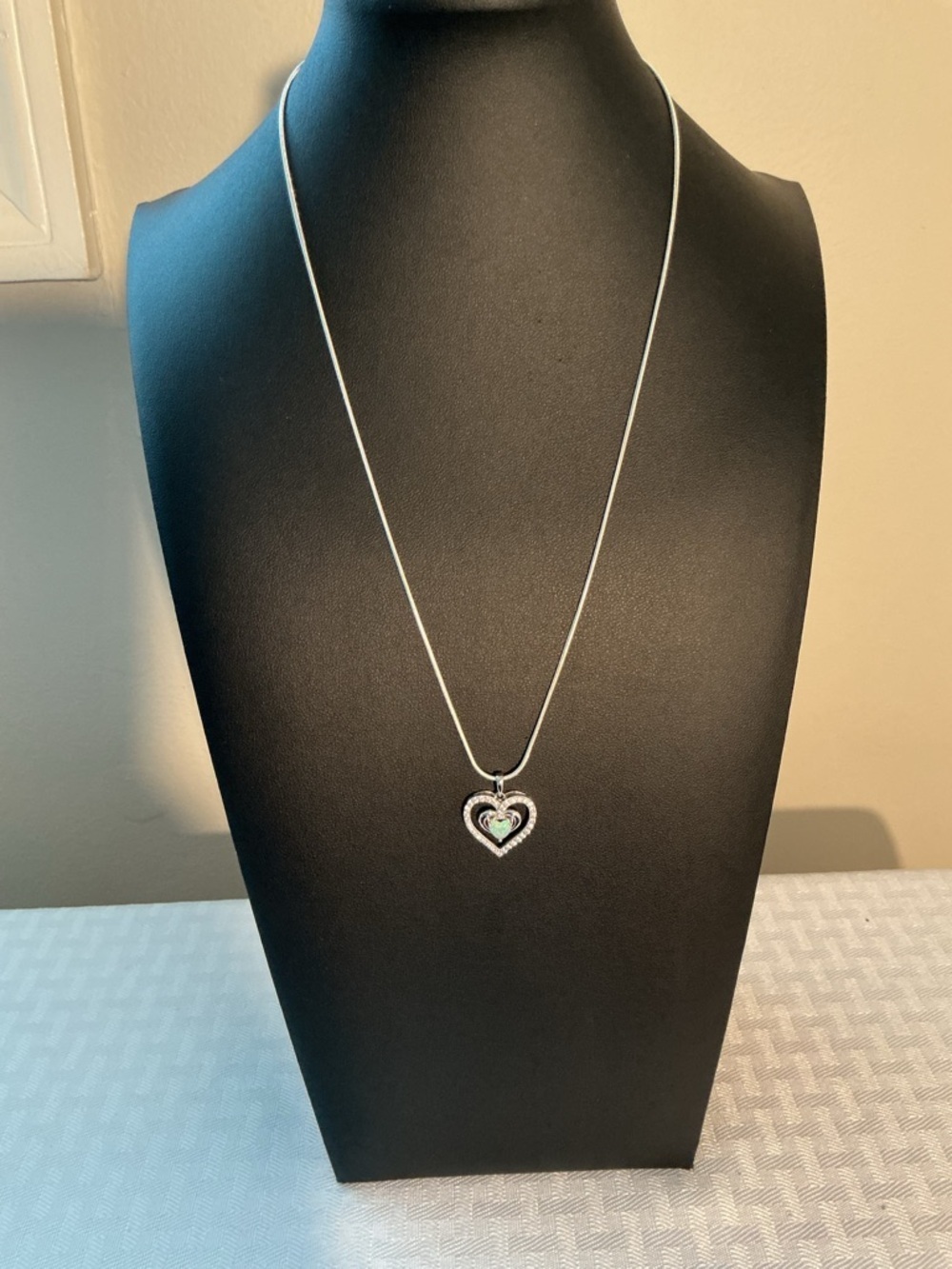 Sun Jewelry Double Heart Cubic Zirconia Sterling Silver Pendant and Necklace